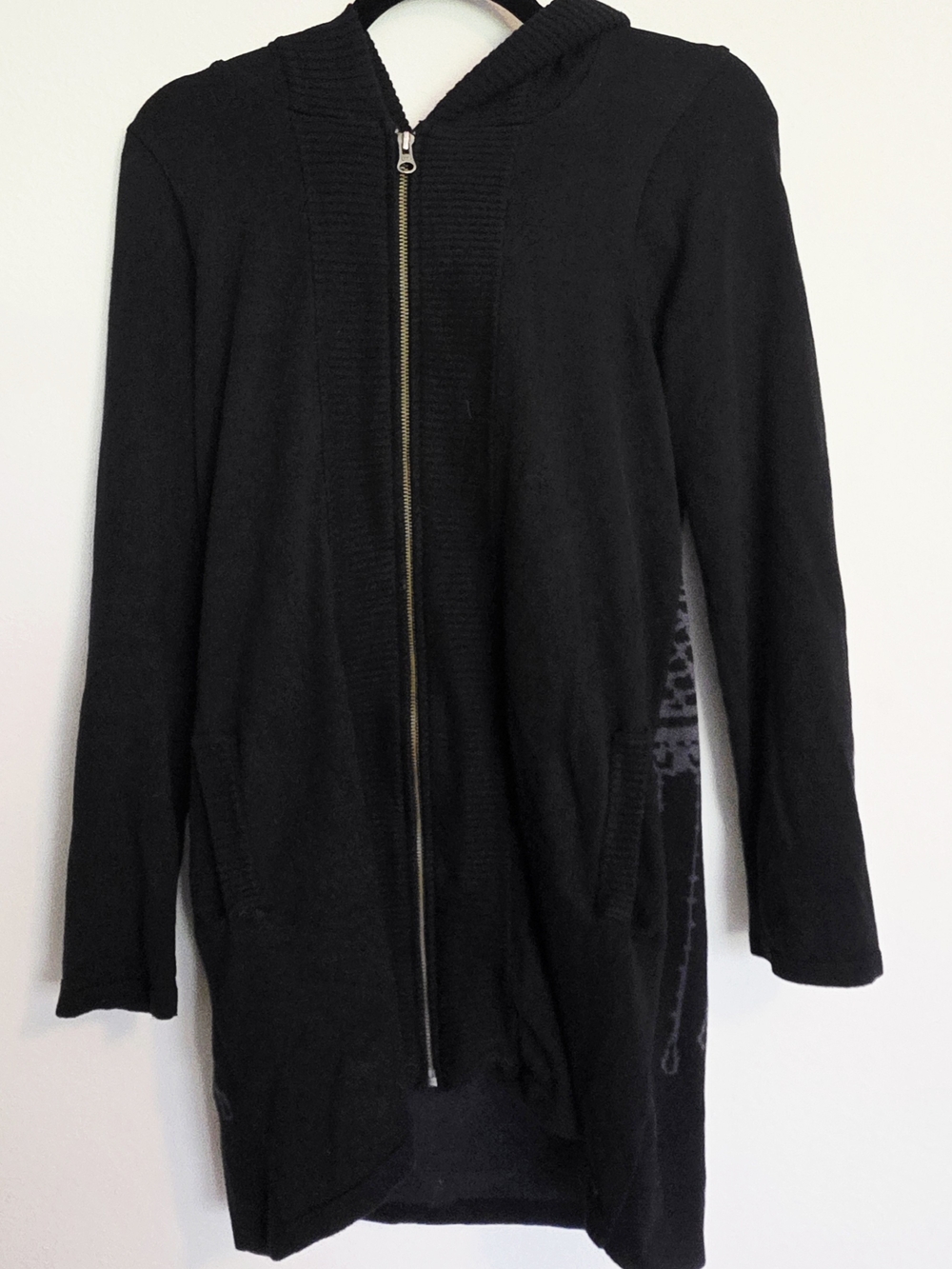 Prana Black Long-Sleeve Zip-Front Hooded Dress